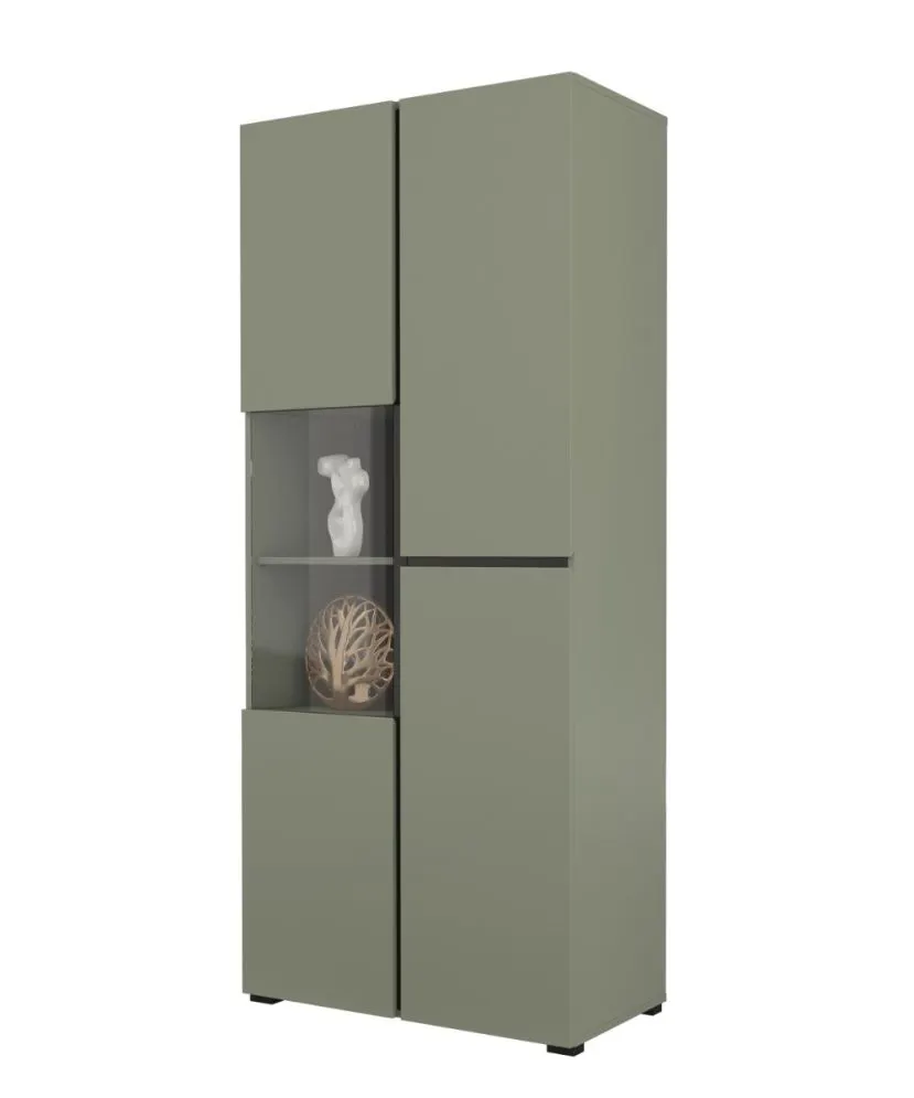 Witryna wysoka CROSS 3D 80cm zielona/czarna przeszklona I sklep meblowy MIRAT.  kolekcja HV-CROSS