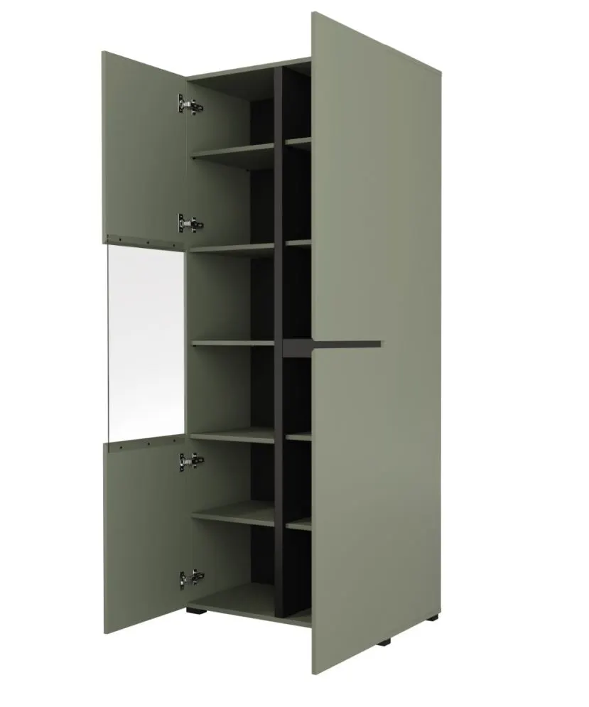 Witryna wysoka CROSS 3D 80cm zielona/czarna przeszklona I sklep meblowy MIRAT.  kolekcja HV-CROSS