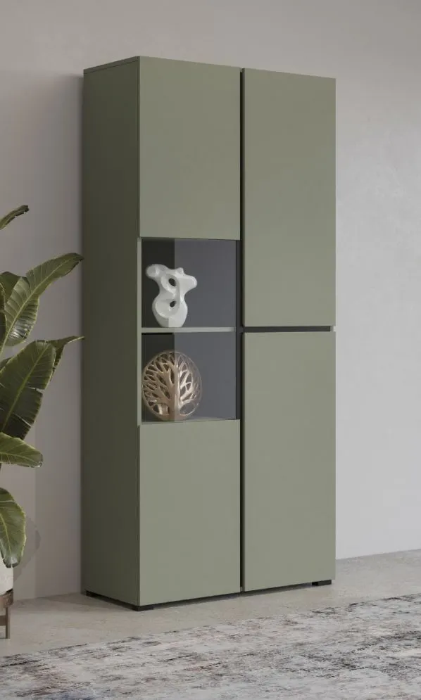 Witryna wysoka CROSS 3D 80cm zielona/czarna przeszklona I sklep meblowy MIRAT.  kolekcja HV-CROSS