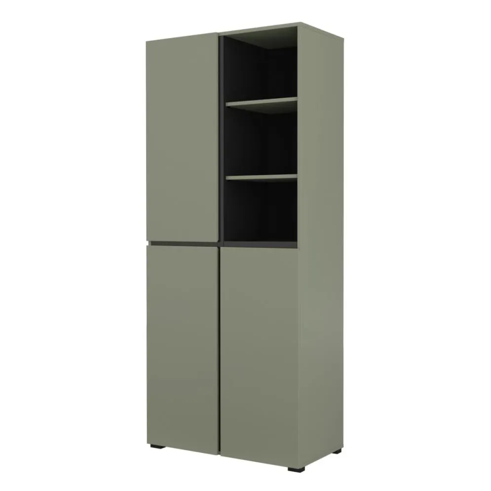 Nowoczesna szafa do przedpokoju CROSS 3D 80cm zielona/czarna z półkami I sklep meblowy MIRAT.  kolekcja HV-CROSS