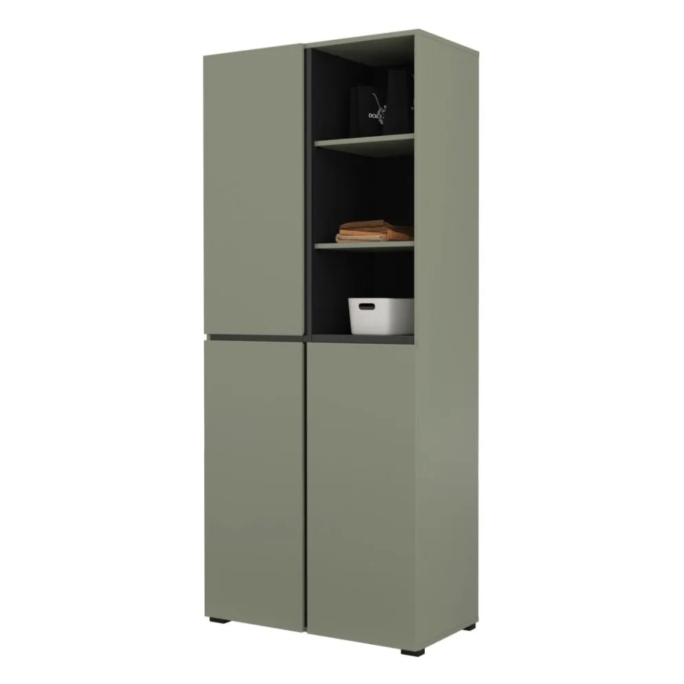 Nowoczesna szafa do przedpokoju CROSS 3D 80cm zielona/czarna z półkami I sklep meblowy MIRAT.  kolekcja HV-CROSS