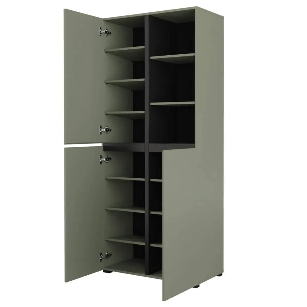 Nowoczesna szafa do przedpokoju CROSS 3D 80cm zielona/czarna z półkami I sklep meblowy MIRAT.  kolekcja HV-CROSS