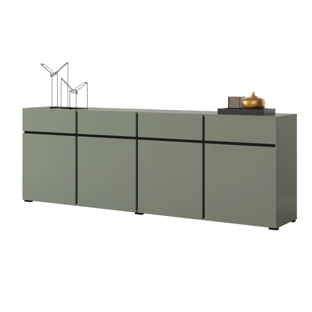 Komoda CROSS 4D4S 225cm zielona/czarna z płyty laminowanej I sklep meblowy MIRAT.  kolekcja HV-CROSS