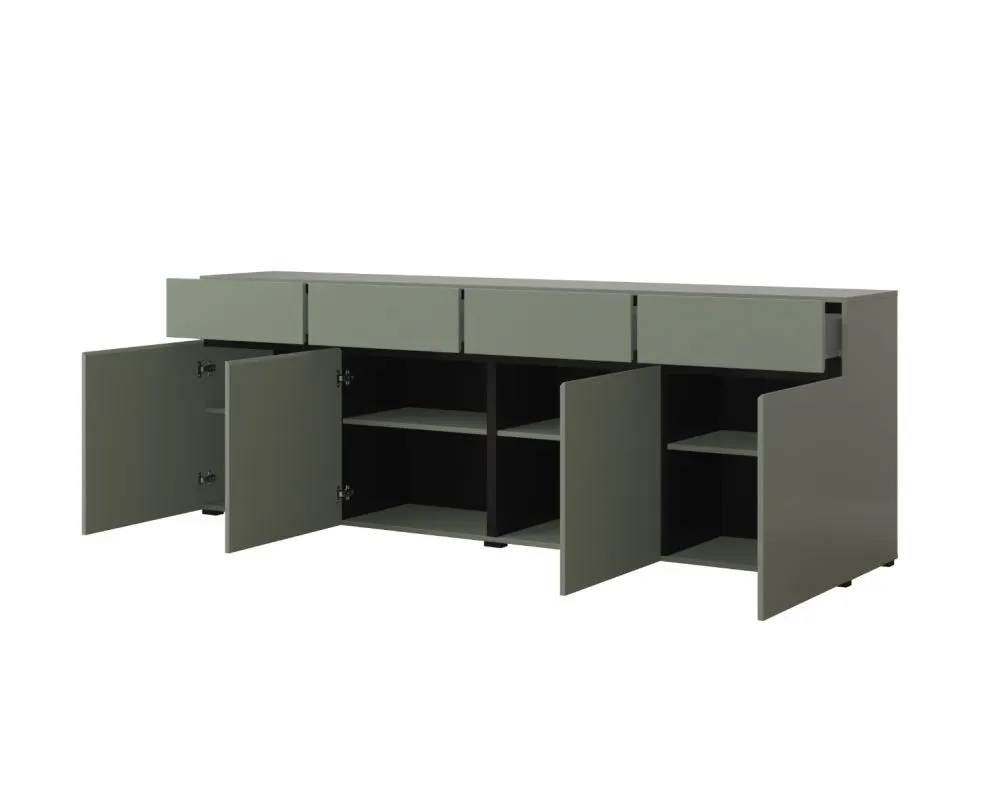 Komoda CROSS 4D4S 225cm zielona/czarna z płyty laminowanej I sklep meblowy MIRAT.  kolekcja HV-CROSS