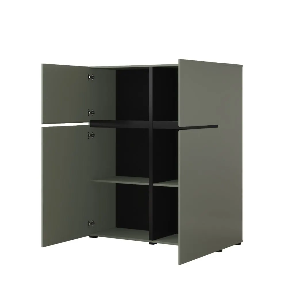 Komoda wysoka CROSS 4D 119cm zielona/czarna w minimalistycznym stylu I sklep meblowy MIRAT.  kolekcja HV-CROSS
