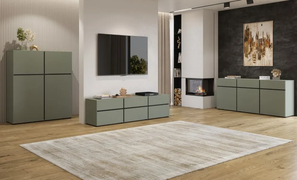 Szafka RTV CROSS 3K3S 180cm zielona/czarna stojąca I sklep meblowy MIRAT.  kolekcja HV-CROSS