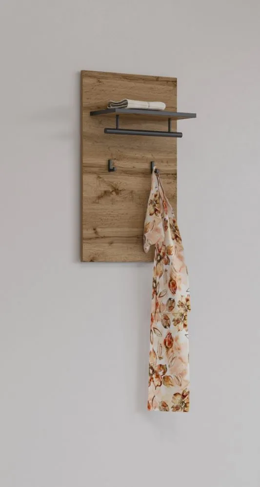 Wiszący wieszak do przedpokoju CROSS 40x70cm dąb wotan/czarny I sklep meblowy MIRAT. kolekcja HV-CROSS