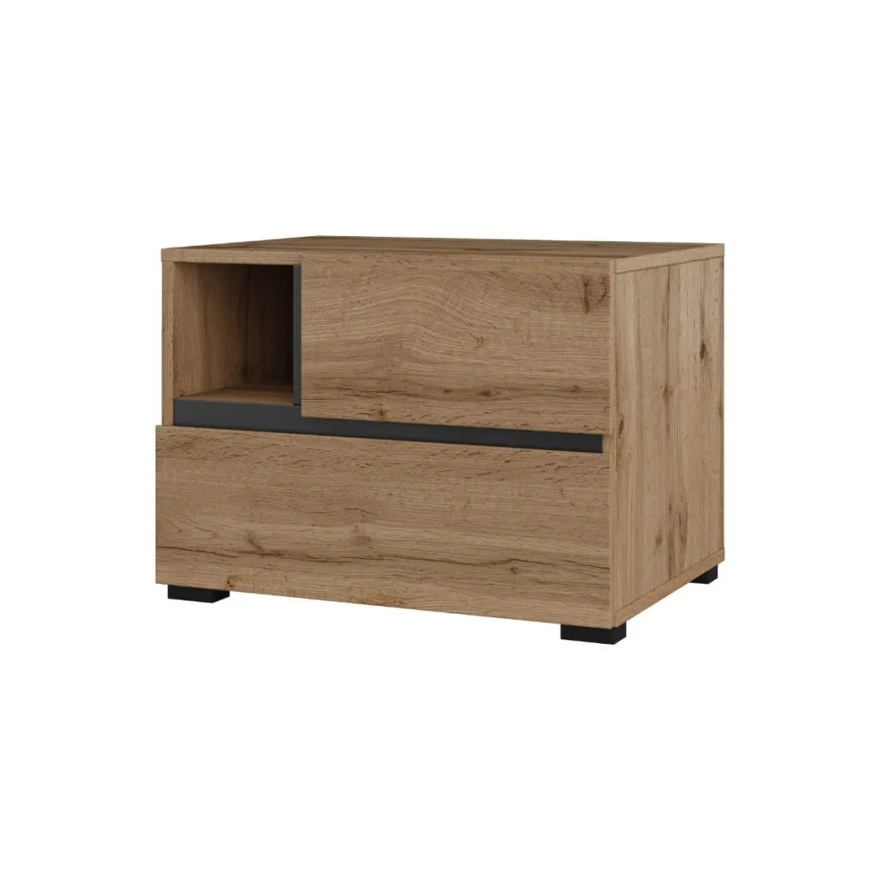 Szafka nocna CROSS S-2S dąb wotan/czarna z szufladami I sklep meblowy MIRAT.  kolekcja HV-CROSS