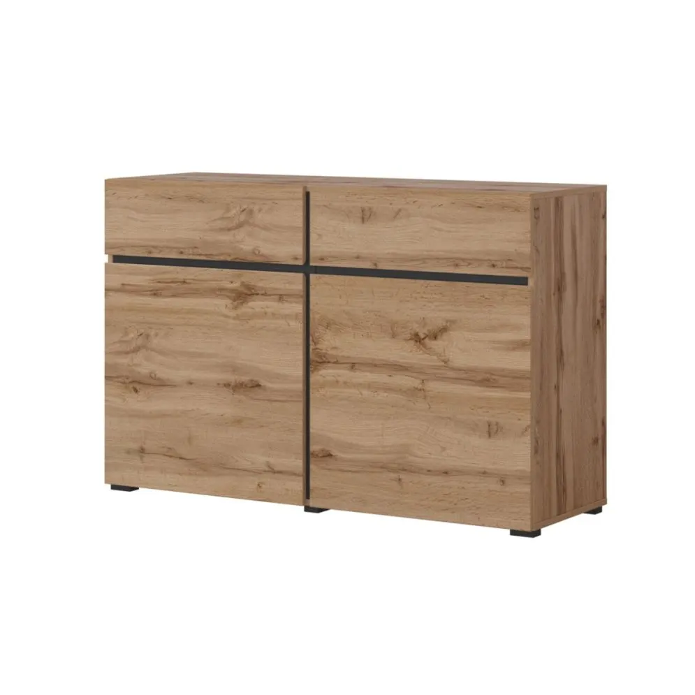 Komoda CROSS 2D2S 119cm dąb wotan/czarna skandynawska I sklep meblowy MIRAT. styl SKANDYNAWSKI kolekcja HV-CROSS