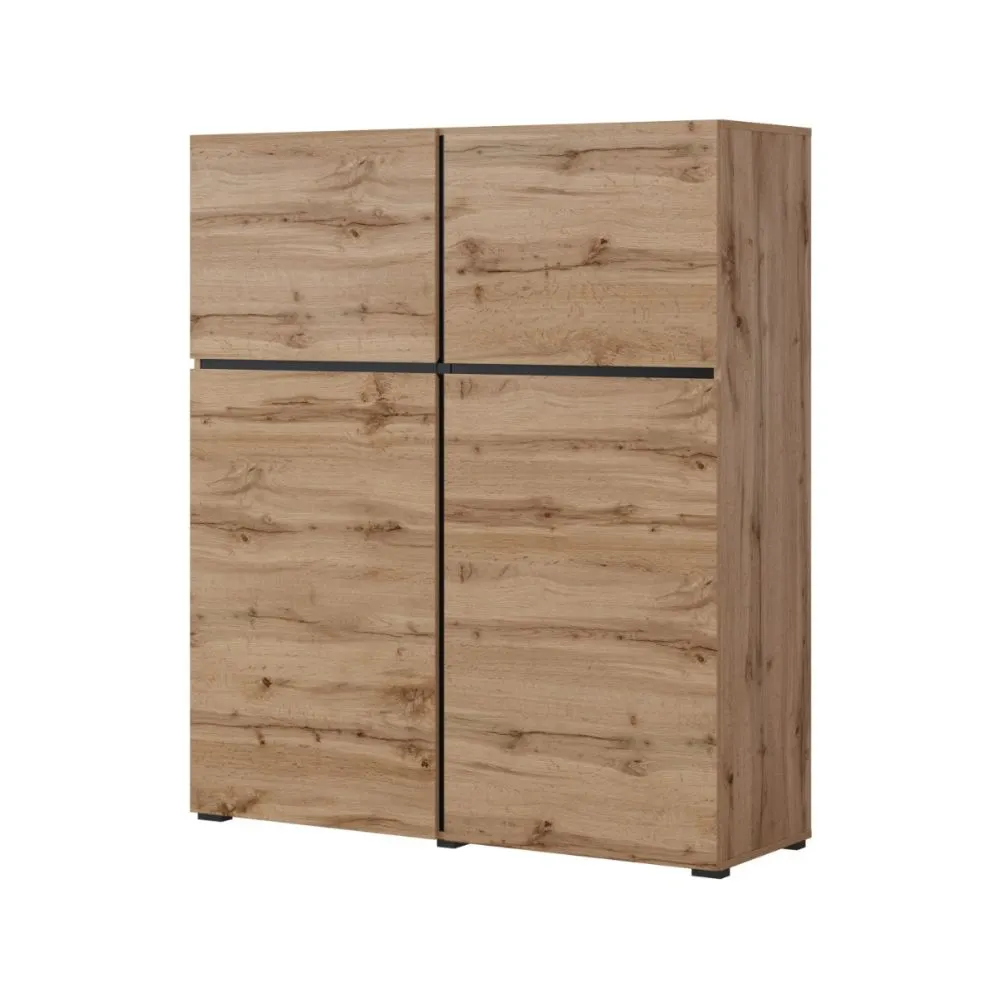 Komoda wysoka CROSS 4D 119cm dąb wotan/czarna skandynawska I sklep meblowy MIRAT. styl SKANDYNAWSKI kolekcja HV-CROSS