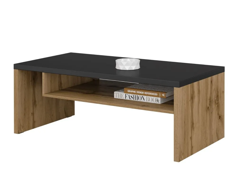 Stolik kawowy CROSS 120x60 dąb wotan/czarny minimalistyczny I sklep meblowy MIRAT. styl SKANDYNAWSKI kolekcja HV-CROSS