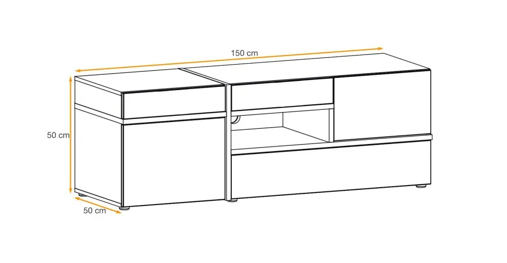 Szafka RTV CROSS LED hickory jackson/czarna ryflowane fronty I sklep meblowy MIRAT.