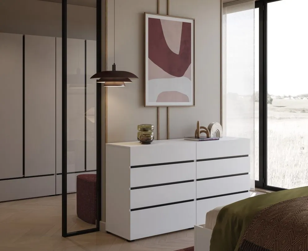 Komoda CROSS 4S 80cm biała/czarna laminowana I sklep meblowy MIRAT. styl SKANDYNAWSKI kolekcja HV-CROSS