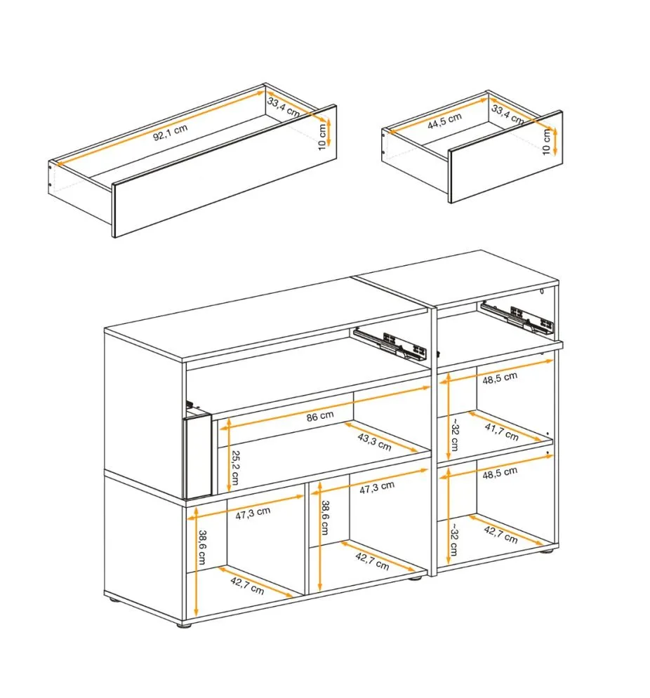 Komoda CROSS LED hickory jackson/czarna push-click I sklep meblowy MIRAT.  kolekcja CROSS
