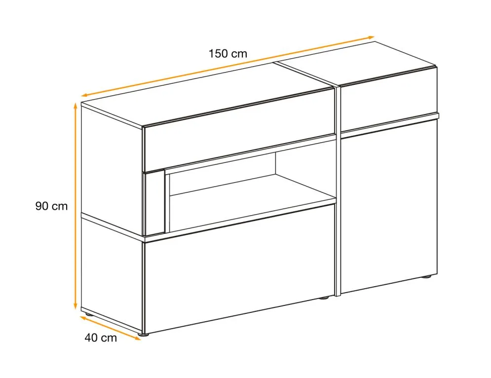 Komoda CROSS LED hickory jackson/czarna push-click I sklep meblowy MIRAT.  kolekcja CROSS