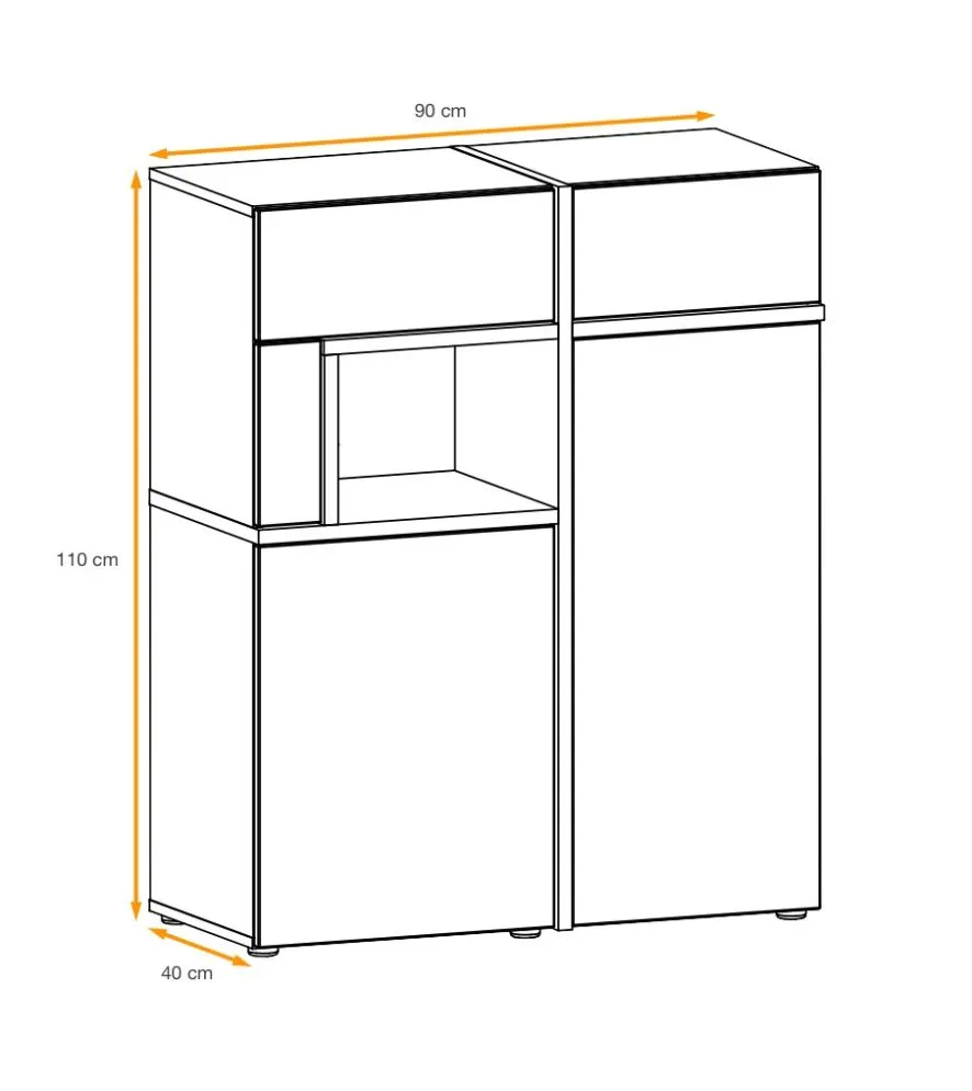 Witryna niska CROSS LED hickory jackson/czarna podświetlana I sklep meblowy MIRAT.  kolekcja CROSS