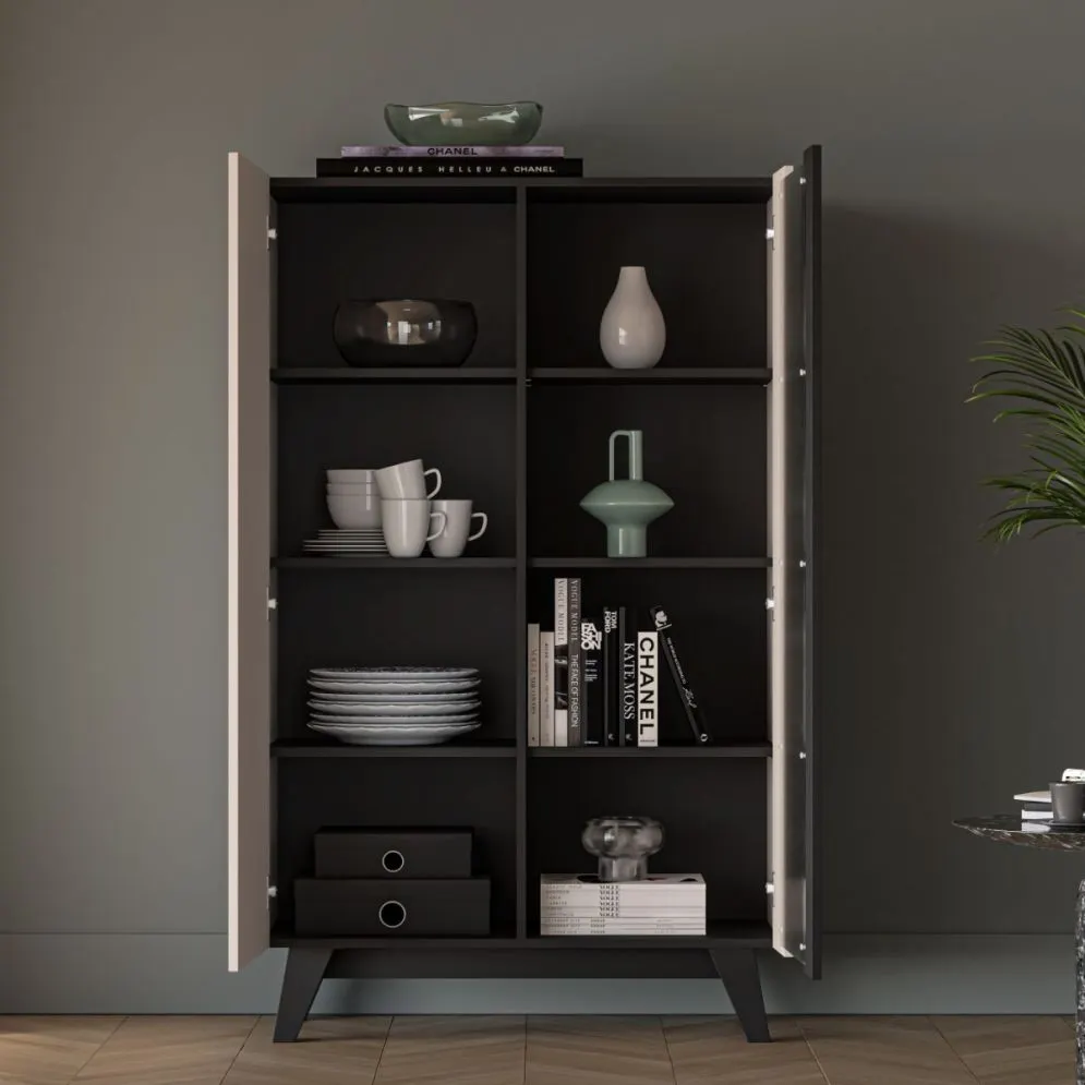 Witryna wysoka FRESHION 02 2D kaszmirowa/czarna I sklep meblowy MIRAT.  kolekcja FRESHION