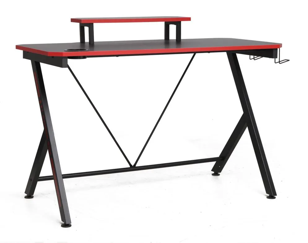 Biurko gamingowe B-202 czarne/czerwone z uchwytem na słuchawki I sklep meblowy MIRAT.