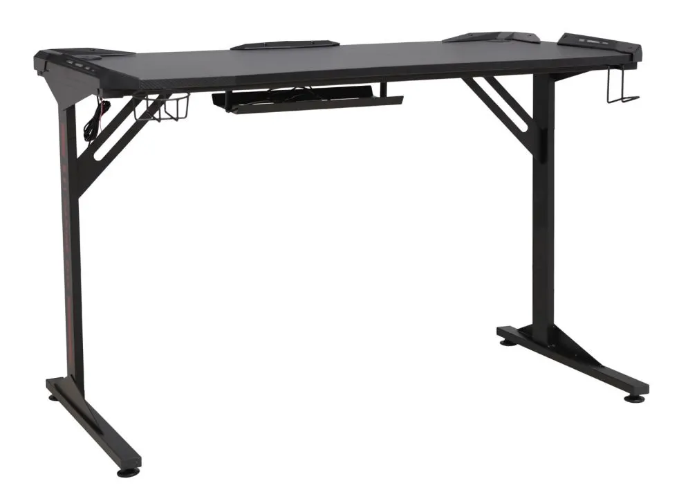 Biurko gamingowe B-216 czarne z podświetleniem LED I sklep meblowy MIRAT.