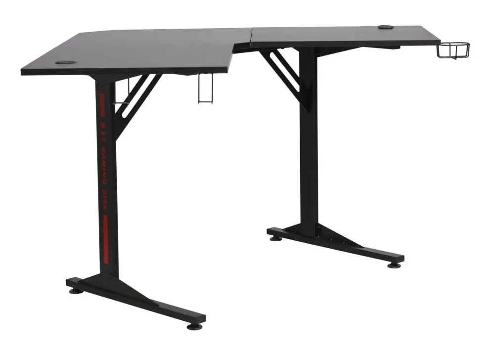 Biurko gamingowe narożne B-219 czarne z uchwytem na napoje I sklep meblowy MIRAT.