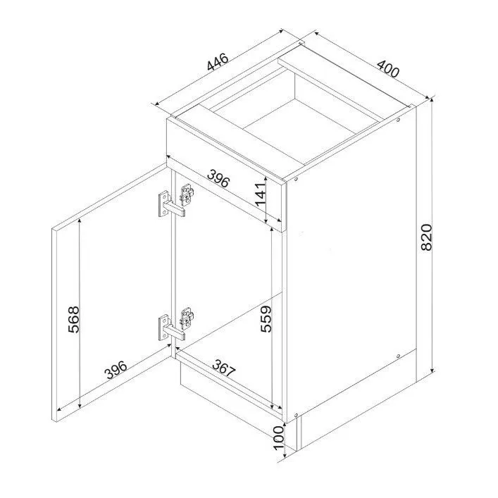 Szafka kuchenna stojąca GIANNA D40S/1 P/L biała alaska/dąb artisan I sklep meblowy MIRAT. styl SKANDYNAWSKI