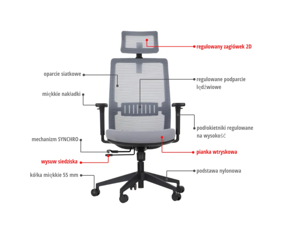 Fotel biurowy CUTLER szary I sklep meblowy MIRAT.