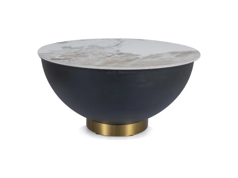 Ława CYPRUS A 73x73 biały marmur/czarny mat w stylu glamour I sklep meblowy MIRAT. styl GLAMOUR