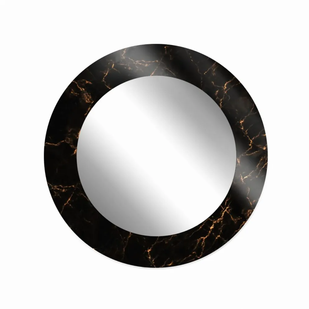 Designerskie lustro okrągłe MORENA BLACK MARBLE 100cm czarne I sklep meblowy MIRAT.