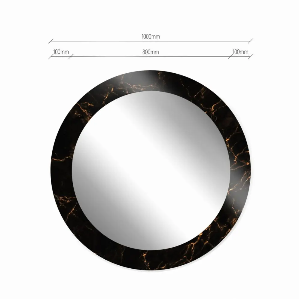 Designerskie lustro okrągłe MORENA BLACK MARBLE 100cm czarne I sklep meblowy MIRAT.