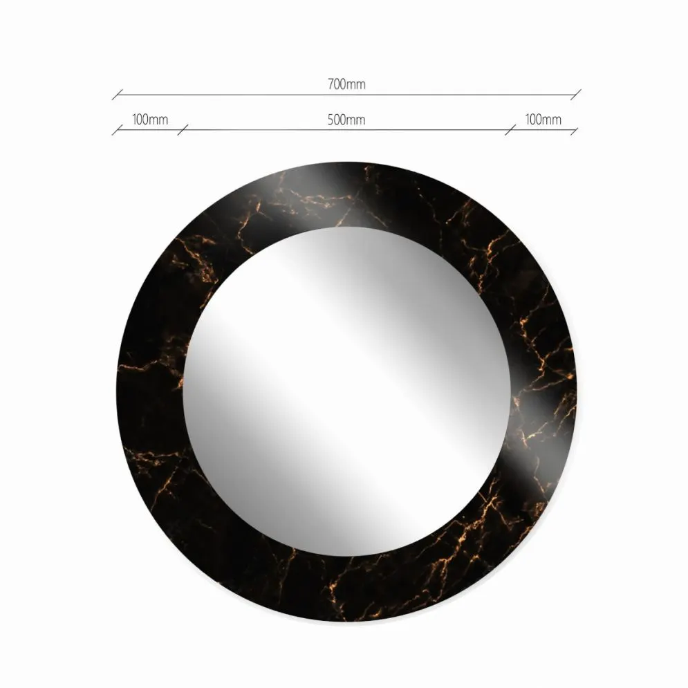 Nowoczesne lustro okrągłe MORENA BLACK MARBLE 70cm czarne I sklep meblowy MIRAT.