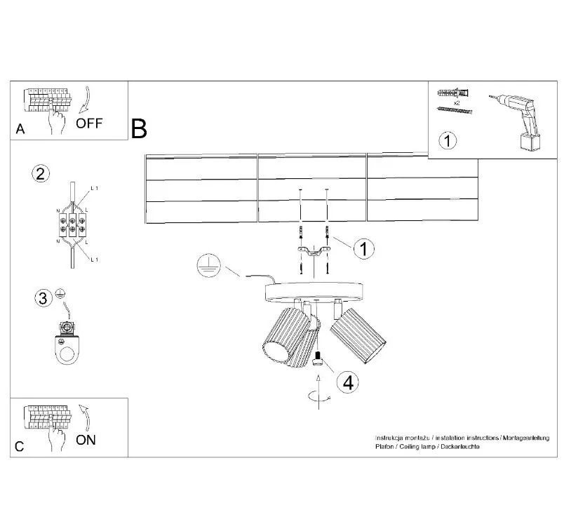 Plafon trzypunktowy KARBON 3P czarny okrągły aluminiowy | sklep MIRAT  kolekcja karbon