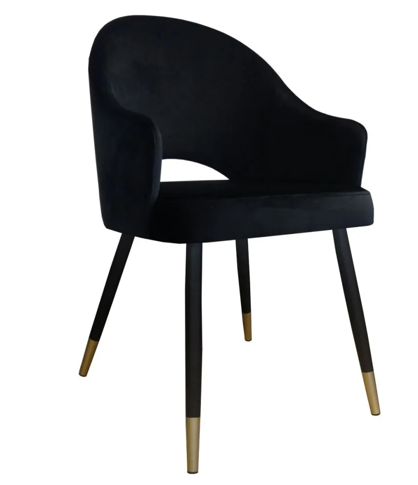 Krzesło JENISEJ VELVET GOLD czarne tapicerowane do salonu | MIRAT. styl GLAMOUR