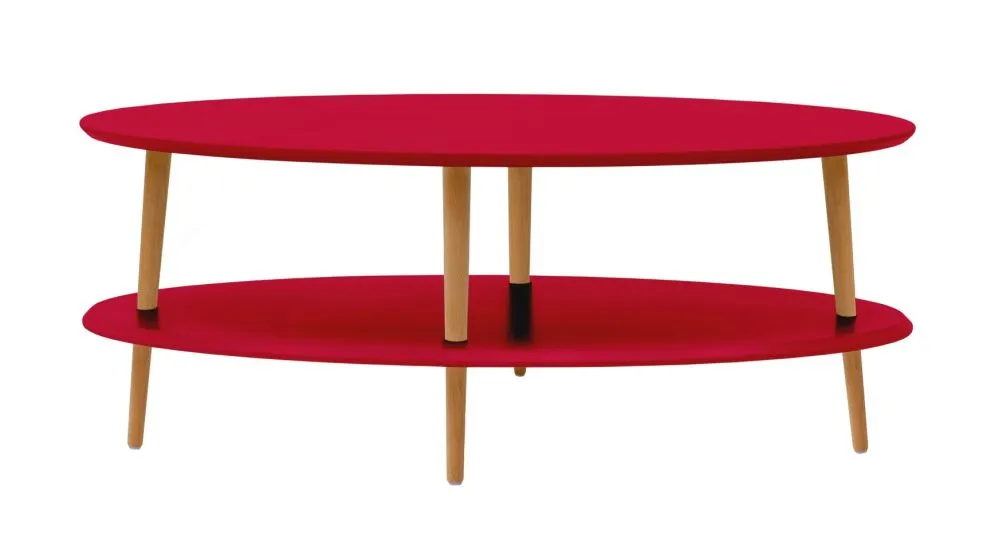 Ława owalna OVO LOW czerwona do salonu | MIRAT. styl SKANDYNAWSKI