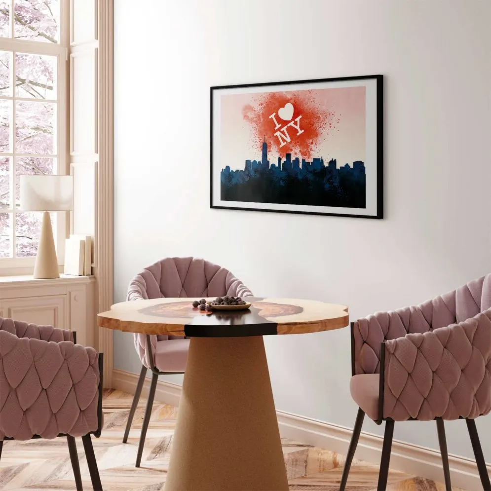 Plakat I love NY 30x21 cm z ramą czarną z marginesem | MIRAT.