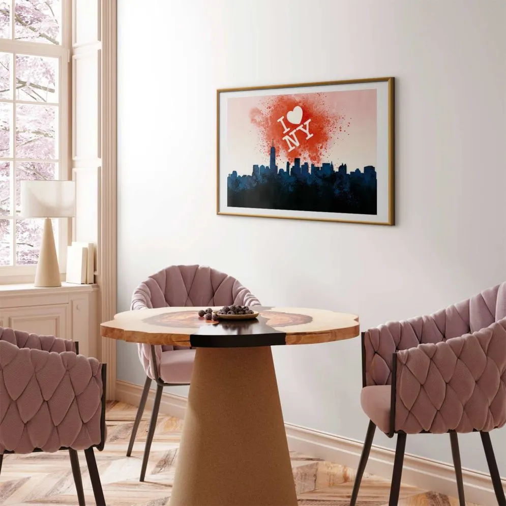 Plakat I love NY 30x21 cm z ramą złotą z marginesem | MIRAT.