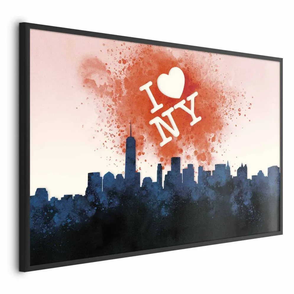 Plakat I love NY 30x21 cm z ramą czarną bez marginesu | MIRAT.