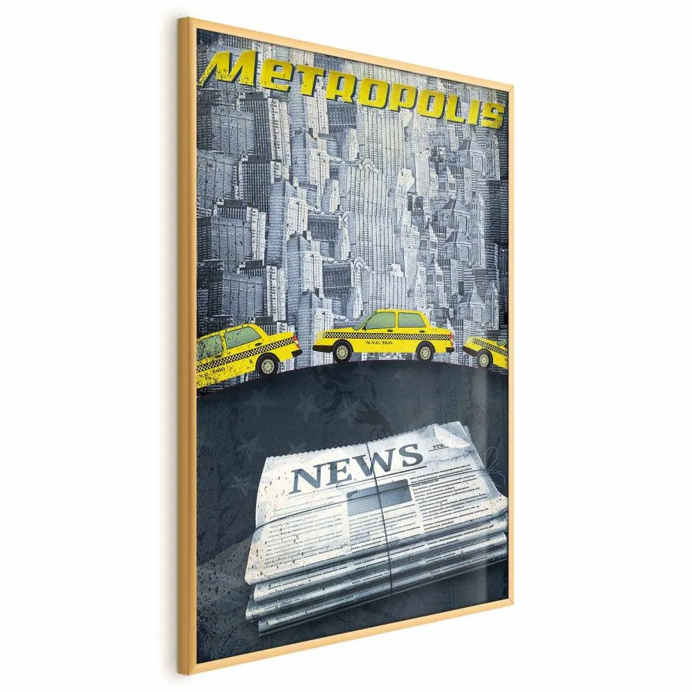 Plakat Metropolis 21x30 cm z ramą złotą bez marginesu | MIRAT.