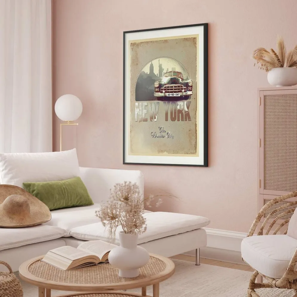 Plakat New York 21x30 cm z ramą czarną z marginesem | MIRAT.