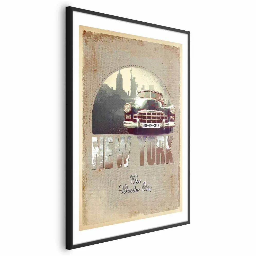 Plakat New York 21x30 cm z ramą czarną z marginesem | MIRAT.