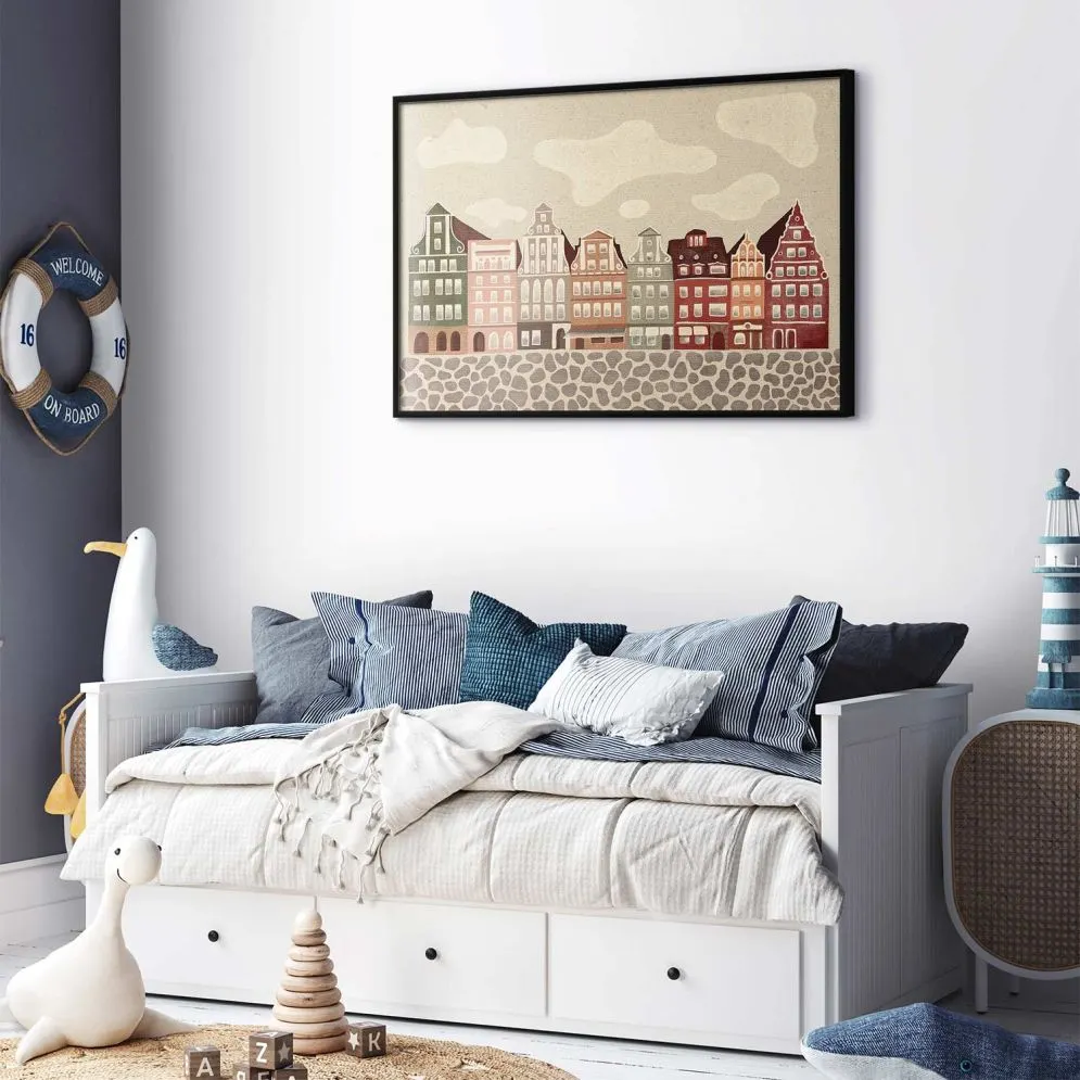 Plakat Kolorowe Fasady 90x60 cm z ramą czarną bez marginesu | MIRAT.