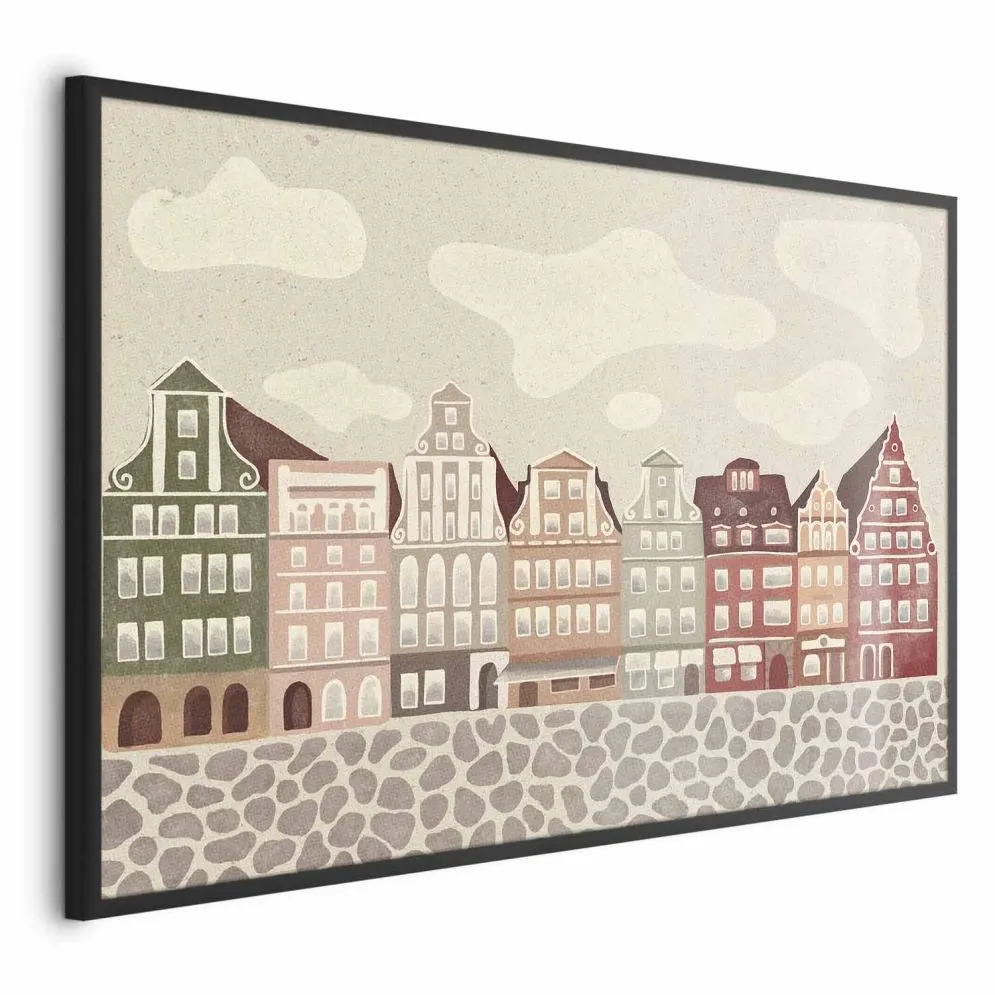Plakat Kolorowe Fasady 90x60 cm z ramą czarną bez marginesu | MIRAT.