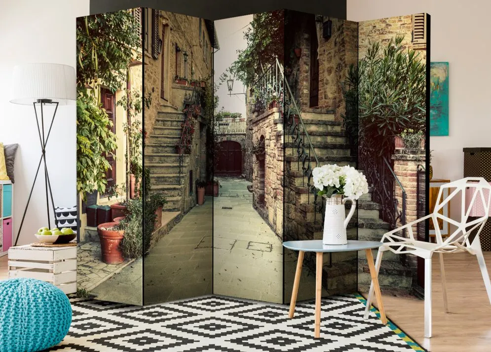 Parawan jednostronny Miasta 225x172 cm 5-częściowy beżowy | MIRAT.