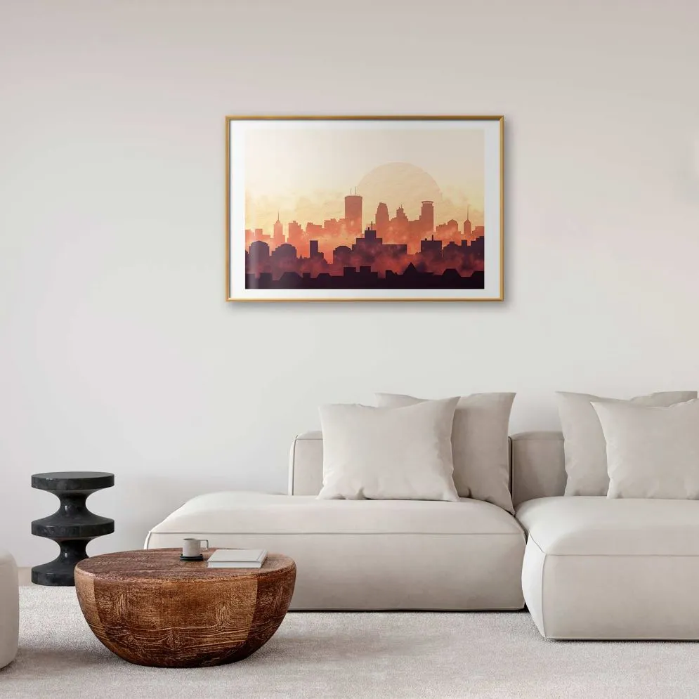 Plakat Żar miasta 30x21 cm z ramą złotą z marginesem | MIRAT.