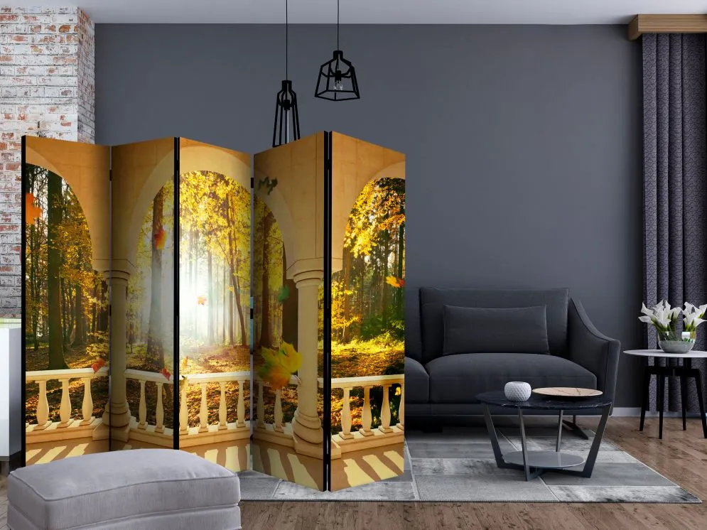 Parawan akustyczny Pejzaże 225x172 cm 5-częściowy żółty | MIRAT.