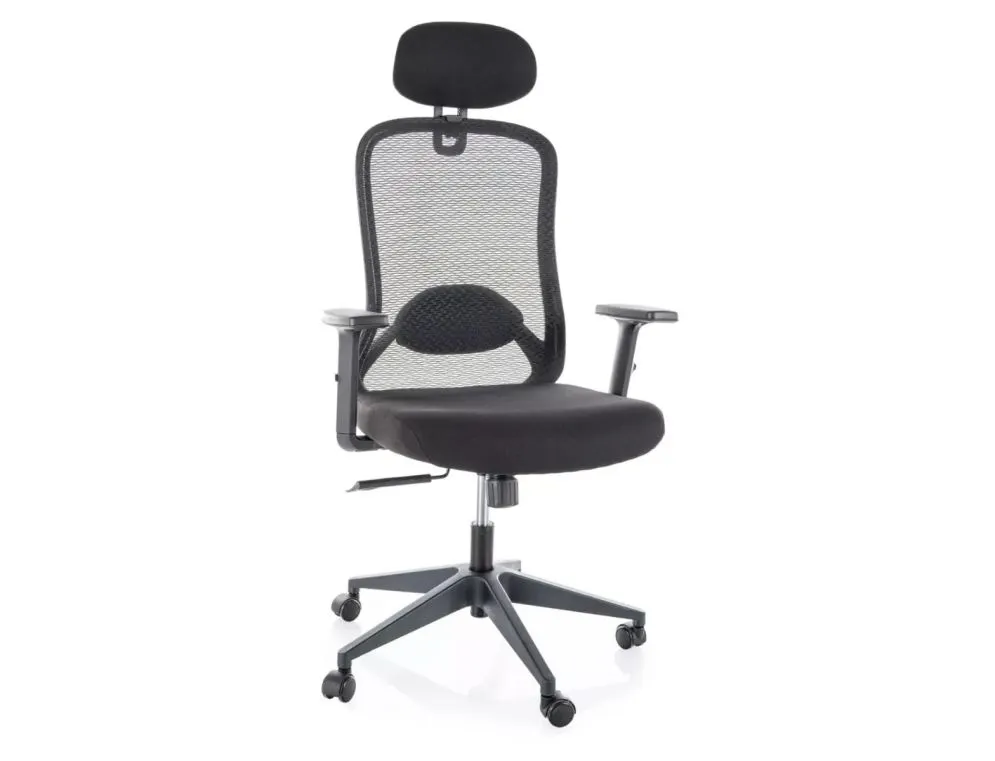 Ergonomiczny fotel biurowy Q-050 czarny z regulacją | MIRAT