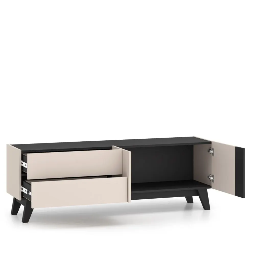 Szafka RTV FRESHION 05 1D2S 160 kaszmirowa/czarna I sklep meblowy MIRAT.  kolekcja FRESHION