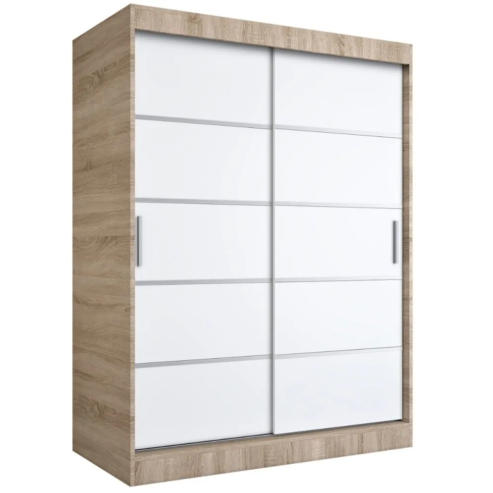 Szafa przesuwna MODUO COMFORT 150 dąb sonoma/biała mat z listwami ozdobnymi | MIRAT. w stylu kolekcja MODUO COMFORT