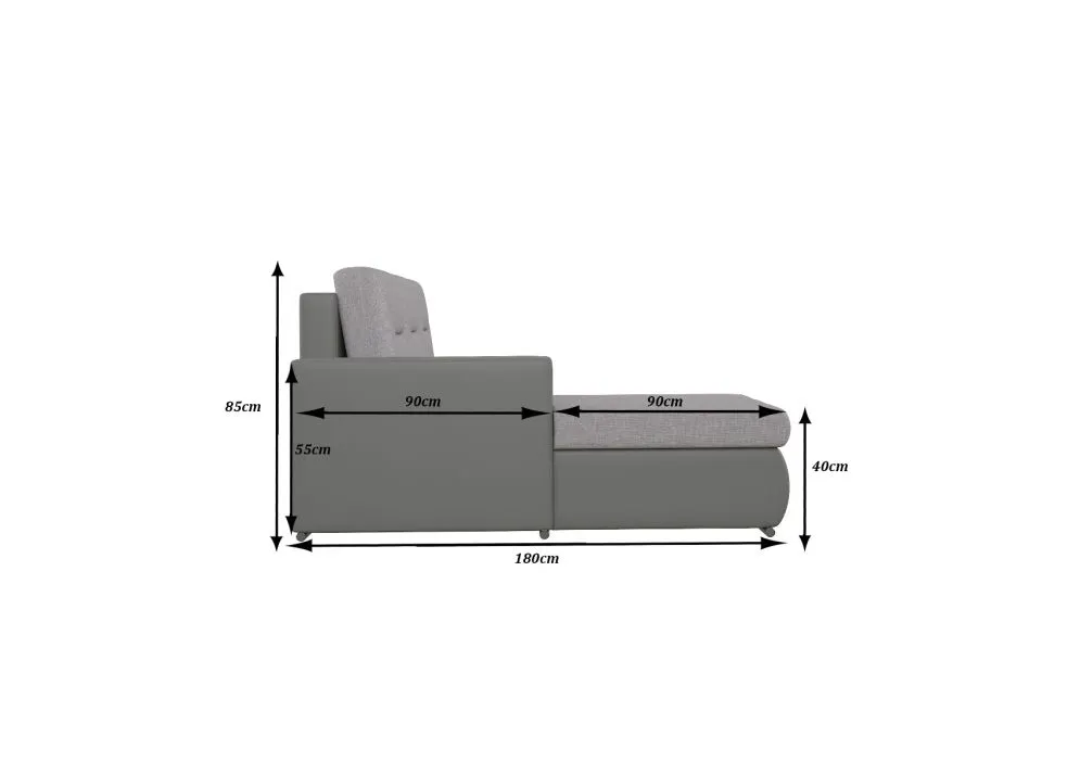 Narożnik z funkcją spania OTTAVIO grafitowy/biały prawy dwukolorowy | MIRAT. w stylu  kolekcja