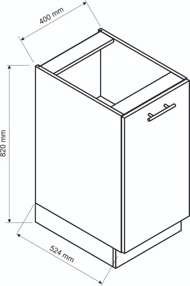 Szafka kuchenna stojąca 40 BONO D40 P/L dąb wotan I sklep meblowy MIRAT. styl LOFT