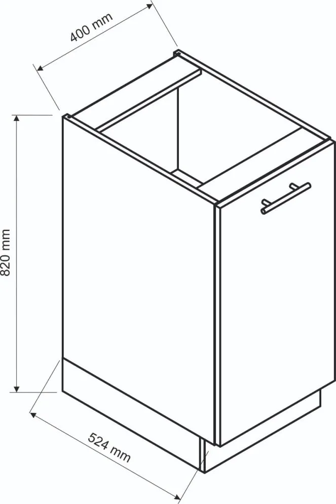 Jednodrzwiowa szafka kuchenna stojąca 40 DENIS D40 P/L dąb London | MIRAT.  kolekcja DENIS